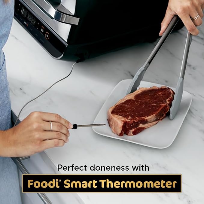 Ninja® Foodi® Smart XL 6-in-1 Indoor Grill & Air Fryer, Black/Silver, FG551 | Smart Cook System with built-in thermometer, XL capacity, perfect doneness...