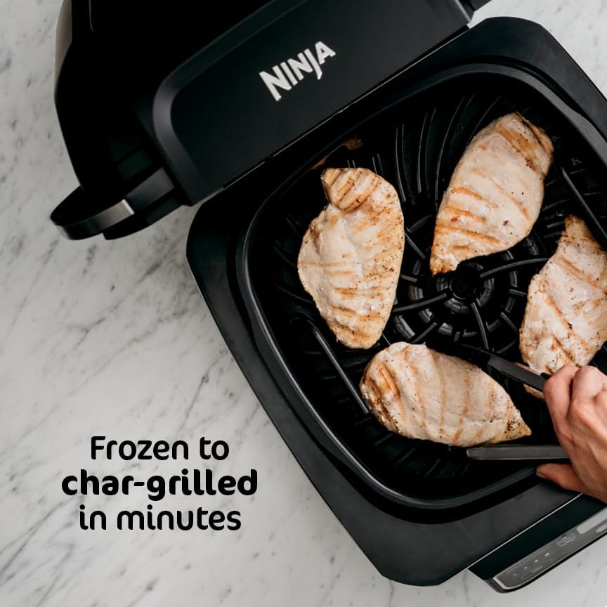 Ninja® Foodi® Smart XL 6-in-1 Indoor Grill & Air Fryer, Black/Silver, FG551 | Smart Cook System with built-in thermometer, XL capacity, perfect doneness...