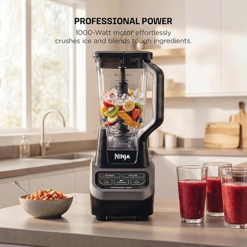 Ninja Professional Blender, 1000W, Total Crushing Tech, 72oz Pitcher, BL610 | 1000W Total Crushing blades crush ice & blend smoothies, sauces. XL 72-oz...