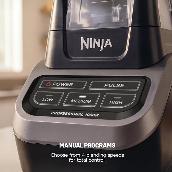 Ninja Professional Blender, 1000W, Total Crushing Tech, 72oz Pitcher, BL610 | 1000W Total Crushing blades crush ice & blend smoothies, sauces. XL 72-oz...