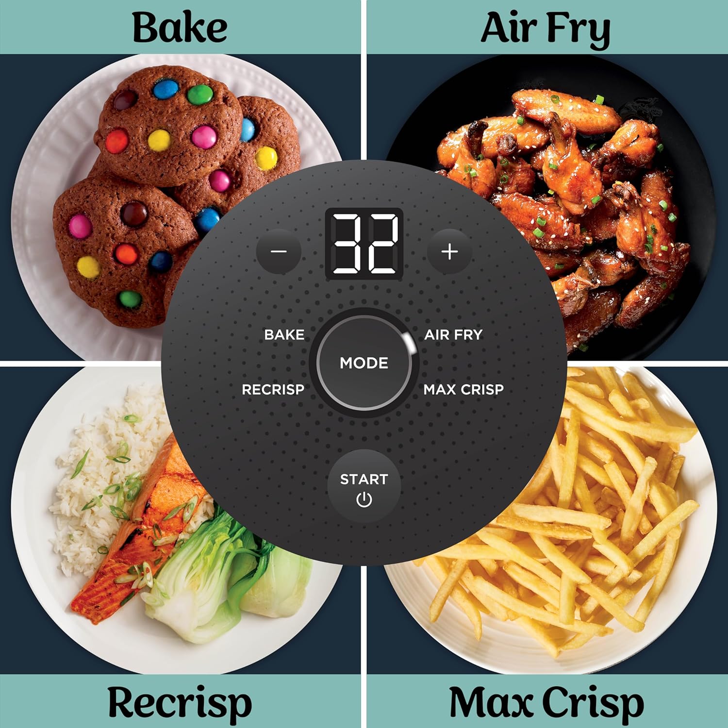 Ninja Crispi Glass Air Fryer, 4-in-1, Grey, FN101GY | Max crisp, bake, air fry, recrisp, 450F max, 4 Qt and 6 Cup containers, PFAS-free glass