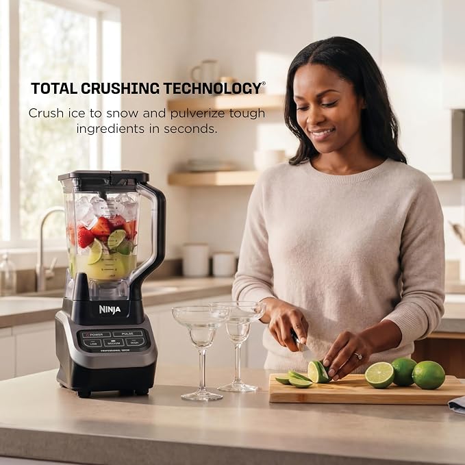 Ninja Professional Blender, 1000W, Total Crushing Tech, 72oz Pitcher, BL610 | 1000W Total Crushing blades crush ice & blend smoothies, sauces. XL 72-oz...